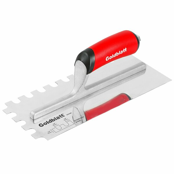 Goldblatt Pro Stainless Steel U-Notch Trowel 1/2 in. x 1/2 in. x 1/2 in. G02385